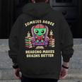 Halloween Teacher Zombie Reading Is Good For Brains Men Zip Up Hoodie Back Print, funny design