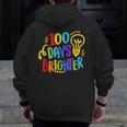 Happy 100th Day Of School 100 Days Brighter Girls Teacher Men Zip Up Hoodie Back Print, funny design Happy 100th Day Of School 100 Days Brighter Girls Teacher Men Zip Up Hoodie Back Print, funny design