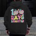 Happy 100th Day Of School 100 Days Brighter Teachers Kids Men Zip Up Hoodie Back Print, funny design