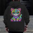 Happy Dot Day Colorful Polka Dot Cat Kitten Teachers Kids Men Zip Up Hoodie Back Print, funny design