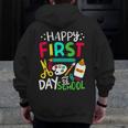 Happy First Day Of School Teacher Back To School Student Men Zip Up Hoodie Back Print, funny design Happy First Day Of School Teacher Back To School Student Men Zip Up Hoodie Back Print, funny design