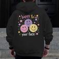 Happy To See Your Face Smile Face Teacher Back To School Men Zip Up Hoodie Back Print, funny design