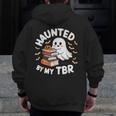 Haunted By My TBR Cute Ghost Book Reading Teacher Halloween Men Zip Up Hoodie Back Print, funny design