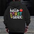 Hello First Grade Team 1st Grade Back To School Teacher Kids Men Zip Up Hoodie Back Print, First Grade Teacher Gifts, funny design Hello First Grade Team 1st Grade Back To School Teacher Kids Men Zip Up Hoodie Back Print, First Grade Teacher Gifts, funny design