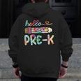 Hello Pre-K Pencil Teacher Student Tie Dye Men Zip Up Hoodie Back Print, funny design