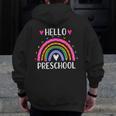 Hello Preschool Teacher Student Girls Rainbow Back To School Men Zip Up Hoodie Back Print, funny design Hello Preschool Teacher Student Girls Rainbow Back To School Men Zip Up Hoodie Back Print, funny design