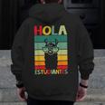 Hola Estudiantes Spanish Teacher Back To School 2025 Men Zip Up Hoodie Back Print, funny design