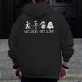 Inclusion Isn't Scary Slp Halloween Sped Teacher Ghost Mummy Men Zip Up Hoodie Back Print, funny design