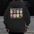 Inclusion Is My Jam And I'm Here To Spread It Sped Teacher Men Zip Up Hoodie Back Print, funny design Inclusion Is My Jam And I'm Here To Spread It Sped Teacher Men Zip Up Hoodie Back Print, funny design