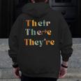 Their There They'Re English Teacher Gramma Police Joke Men Zip Up Hoodie Back Print, English Teacher Gifts, funny design
