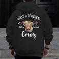 Just A Teacher Who Loves Cows Shirt Cute Highland Cow Men Zip Up Hoodie Back Print, funny design