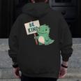 Be Kind Teacher Anti-Bullying Dino Kindness Women Men Boys Men Zip Up Hoodie Back Print, funny design