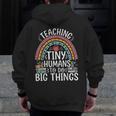 Kindergarten Teacher Tiny Humans Pre-School Teacher Men Zip Up Hoodie Back Print, funny design