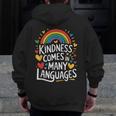 Kindness Comes In Many Languages ESL English Teacher Men Zip Up Hoodie Back Print, Esl Teacher Gifts, English Teacher Gifts, funny design Kindness Comes In Many Languages ESL English Teacher Men Zip Up Hoodie Back Print, Esl Teacher Gifts, English Teacher Gifts, funny design