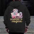 LEARNING IS MAGICAL TEACHER UNICORN BACK TO SCHOOL UNICORN Men Zip Up Hoodie Back Print, funny design LEARNING IS MAGICAL TEACHER UNICORN BACK TO SCHOOL UNICORN Men Zip Up Hoodie Back Print, funny design