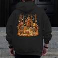 Librarian Turkey Reading Book Fall Thanksgiving Teacher Men Zip Up Hoodie Back Print, funny design
