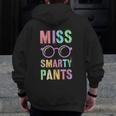 Little MISS SMARTY PANTS School Grad Teacher Last Day Men Zip Up Hoodie Back Print, funny design