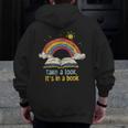 Take a Look It's In a Book Vintage Reading Teacher Rainbow Men Zip Up Hoodie Back Print, funny design