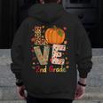 Love 2nd Grade Happy Fall Thanksgiving For 2nd Teacher For Men Women Girls Kids Men Zip Up Hoodie Back Print, 2nd Grade Teacher Gifts, funny design