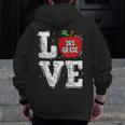 LOVE Apple 3rd Grade Teacher Student School Men Zip Up Hoodie Back Print, funny design LOVE Apple 3rd Grade Teacher Student School Men Zip Up Hoodie Back Print, funny design