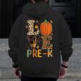 Love Pre-k Teacher Shirts Autumn Fall Pumpkin Fall Leopard Men Zip Up Hoodie Back Print, funny design
