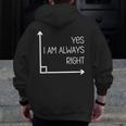 Math Teacher Geometry Angle Pun I'm Yes Always Right Men Zip Up Hoodie Back Print, funny design Math Teacher Geometry Angle Pun I'm Yes Always Right Men Zip Up Hoodie Back Print, funny design