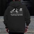 Melodic Humor Musician’s Playful Collection Musical Taking Notes Music Lovers Vintage Teachers Men Zip Up Hoodie Back Print, funny design