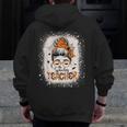 Messy Bun Spooky Teacher Bleached Halloween Teachers Men Zip Up Hoodie Back Print, funny design