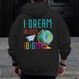 Multilingual Teacher In Dos Idiomas Linguist Language Men Zip Up Hoodie Back Print, funny design