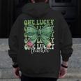 One Lucky Teacher Coquette Bow St Patricks Day Teacher Men Zip Up Hoodie Back Print, funny design One Lucky Teacher Coquette Bow St Patricks Day Teacher Men Zip Up Hoodie Back Print, funny design
