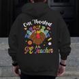 One Thankful PE Teacher Turkey Thanksgiving -Adults & Kids Classic Fit Polyester 100 Short Sleeve Men Zip Up Hoodie Back Print, Pe Teacher Gifts, funny design