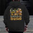 One Thankful Substitute Teacher Turkey Leopard Thanksgiving For Men Women Men Zip Up Hoodie Back Print, funny design