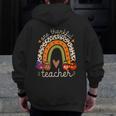 One Thankful Teacher Thanksgiving Turkey Rainbow Fall Men Zip Up Hoodie Back Print, funny design One Thankful Teacher Thanksgiving Turkey Rainbow Fall Men Zip Up Hoodie Back Print, funny design