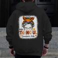 One Thankful Teacher's Aide Messy Bun Thanksgiving Fall Men Zip Up Hoodie Back Print, funny design One Thankful Teacher's Aide Messy Bun Thanksgiving Fall Men Zip Up Hoodie Back Print, funny design