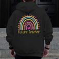 Pre-K Preschool Kindergarten Future Teacher Rainbow Men Zip Up Hoodie Back Print, Future Teacher Gifts, funny design