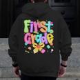 Preppy First Grade Back To School 1st Grade Teacher Girl Kid Men Zip Up Hoodie Back Print, First Grade Teacher Gifts, funny design