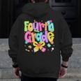 Preppy Fourth Grade Back To School 4th Grade Teacher Girls Men Zip Up Hoodie Back Print, 4th Grade Teacher Gifts, funny design