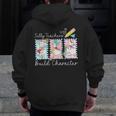 Preppy Silly Teacher Goose Build Character Back To School Men Zip Up Hoodie Back Print, funny design