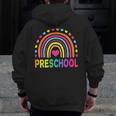 Preschool Rainbow Girls Boys Kids Teacher Back To School Men Zip Up Hoodie Back Print, funny design