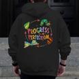 Progress Over Perfection Caterpillar Teacher Back To School Men Zip Up Hoodie Back Print, funny design Progress Over Perfection Caterpillar Teacher Back To School Men Zip Up Hoodie Back Print, funny design