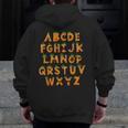 Pumpkin ABC Halloween Alphabet Costume School Teacher Kids Men Zip Up Hoodie Back Print, funny design