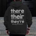 There Their They'Re English Grammar Teacher Humor Men Zip Up Hoodie Back Print, English Teacher Gifts, funny design