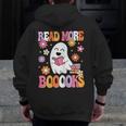 Read More Books Groovy Halloween Teacher Women Men Zip Up Hoodie Back Print, Groovy Teacher Gifts, funny design