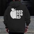 Red For Ed Teacher Support Public Education For Men Women Kids Men Zip Up Hoodie Back Print, funny design