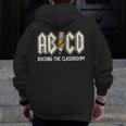 Retro Abcd Teacher Novelty Back To School Teacher Men Zip Up Hoodie Back Print, funny design