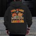 Retro Fall In Love With Learning Autumn Pumpkin Teachers Men Zip Up Hoodie Back Print, funny design Retro Fall In Love With Learning Autumn Pumpkin Teachers Men Zip Up Hoodie Back Print, funny design