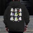 Retro Halloween Science Teacher Ghost Laboratory Teacher Men Zip Up Hoodie Back Print, Science Teacher Gifts, funny design