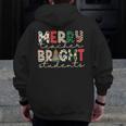 Retro Merry Teacher Bright Students Christmas Teacher Men Zip Up Hoodie Back Print, funny design