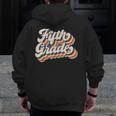 Retro Sunset Fifth Grade Teacher & Student Back To School Men Zip Up Hoodie Back Print, funny design