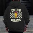 Retro Third Grade Teacher Lightning Bolt Pencil Teacher Kids Men Zip Up Hoodie Back Print, funny design